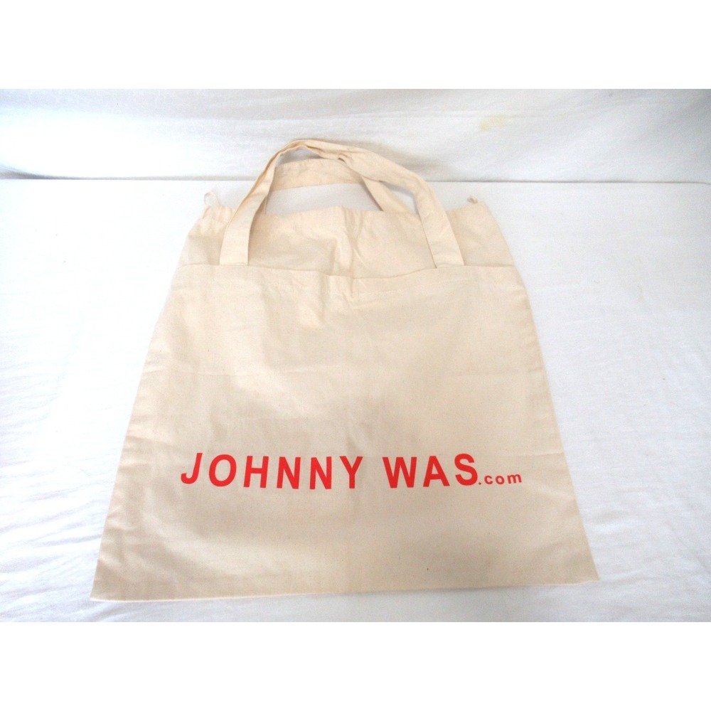 Johnny Was Large Off-White Cotton Drawstring Double Handle‎ Tote Bag